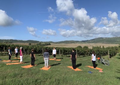 yoga in vineyard urban bikery group